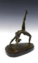 After ZACH , bronze figure, on black plinth base, 29 x 39cm.