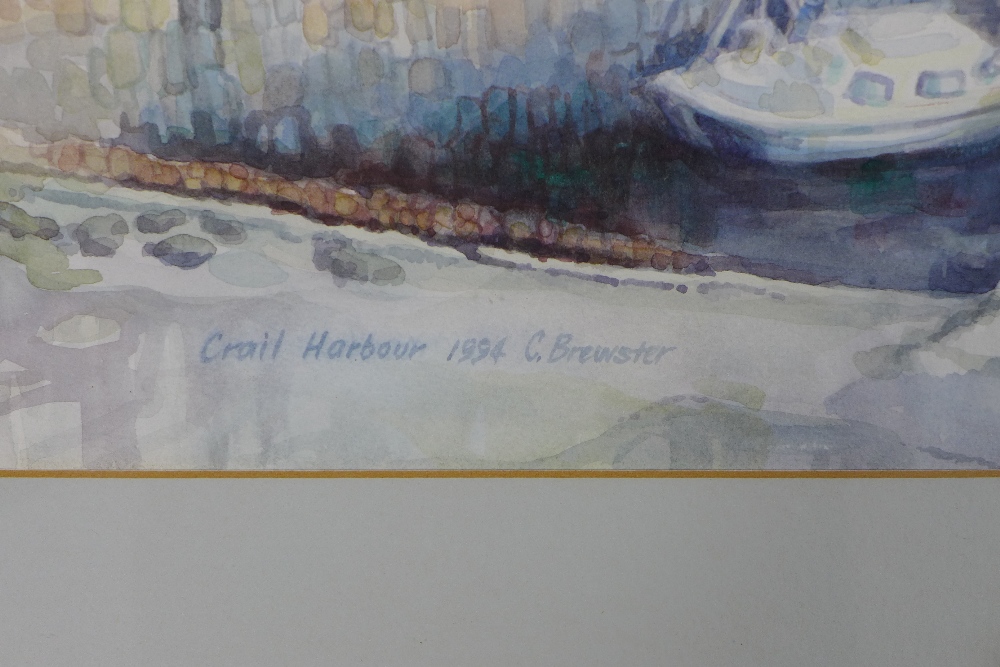 C. BREWSTER, CRAIL HARBOUR, signed watercolour, framed under glass, 47 x 36cm - Image 3 of 3