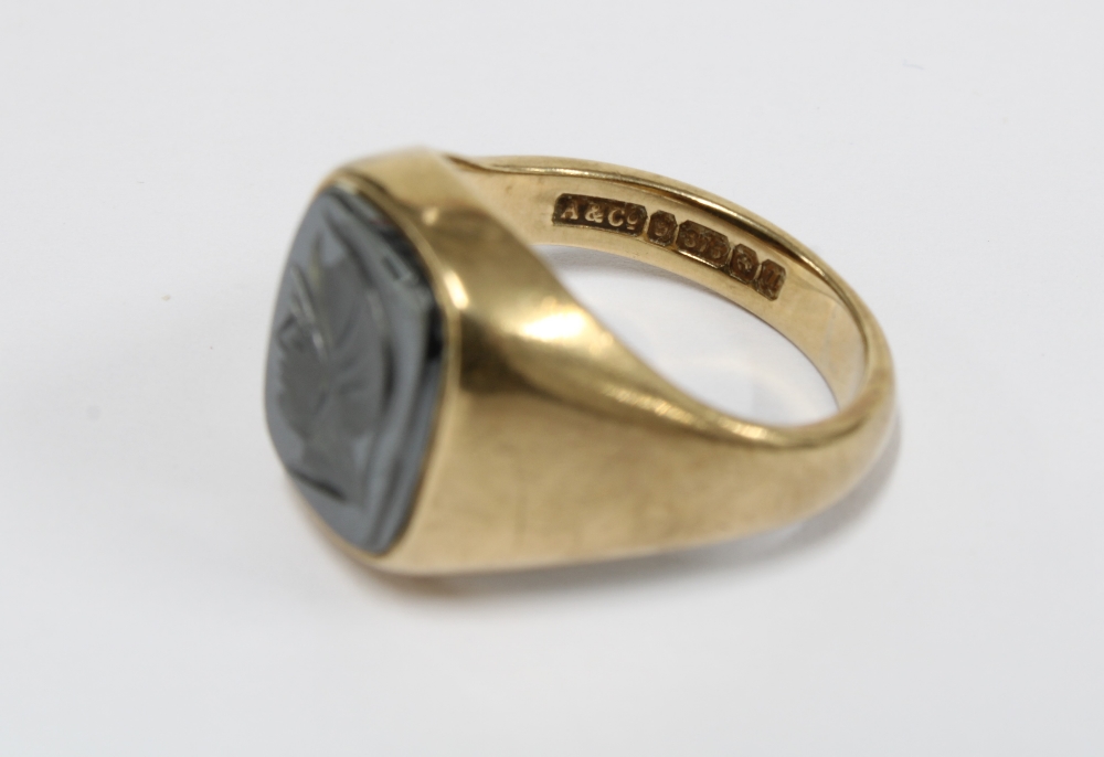 9ct gold hematite intaglio ring, Birmingham 1994 - Image 4 of 4