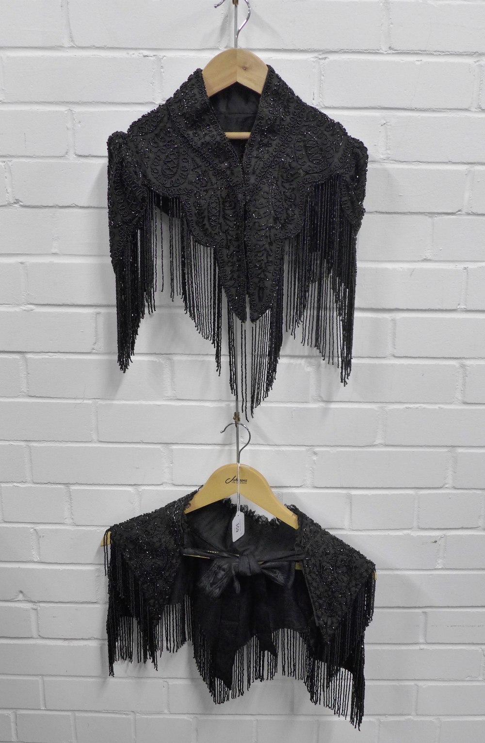 Two late 19th century black beaded shoulder cape / jackets (2) - Image 2 of 2