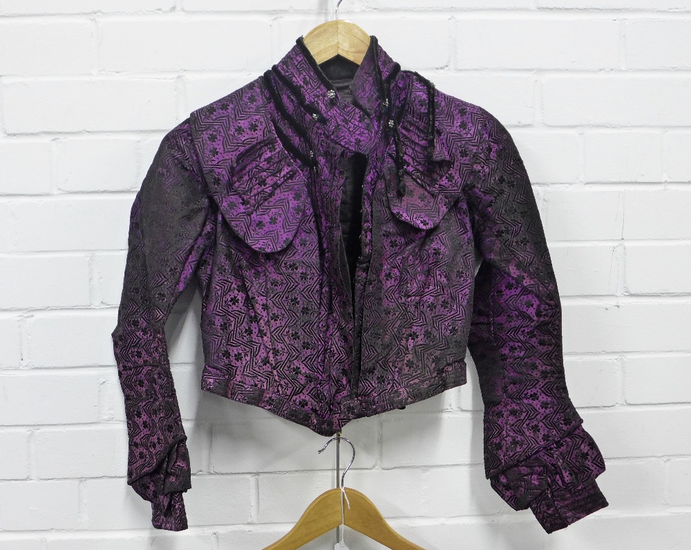 Copland & Lye of Glasgow bodice jacket, purple with black stitched pattern, boned lining together - Image 2 of 2