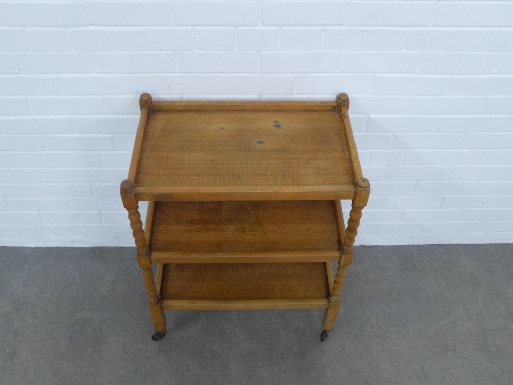 An oak three tier buffet trolley with bobbin supports, , 61 x 80 x 38cm. - Image 3 of 3