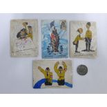 Smits group of three anti-Third Reich World War post cards and a French postcard