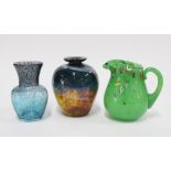 Scottish art glass to include a Monart blue and aventurine vase and another together with a