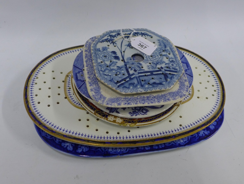 Seven Staffordshire blue and white transfer printed mazarine drainers to include Davenport, - Image 2 of 2