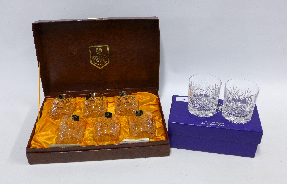 Boxed set of six Edinburgh Crystal whisky tumblers and a pair of tumblers (2)