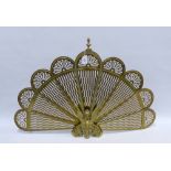Vintage brass fan shaped spark guard63cm high