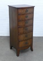 Mahogany bow fronted tallboy chest, 48 x 111 x 44cm.