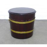 Reproduction mahogany and brass mounted peat bucket, with metal liner 39 x 37cm.
