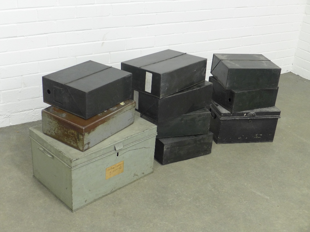 Nine various vintage metal deed boxes. (9) - Image 2 of 2