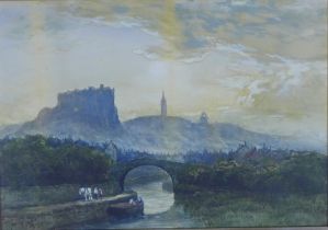 HAMILTON GLASS (SCOTTISH) DEAN BRIDGE, EDINBURGH, signed watercolour, framed under glass, 46 x 32cm