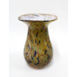 Large art glass vase, baluster form with wide flaring rim, 18 x 25cm.