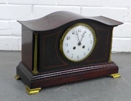 Mahogany and brass mounted mantle clock, 38 x 25 x 17cm.
