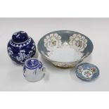 Mixed lot to include a prunus pattern ginger jar and cover, porcelain bowl and trinket dish and a