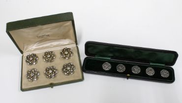 A. RISLER & CARRE PARIS, a set of six French paste buttons, together with a set of five silver Art