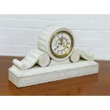 McKay Cunningham & Co., Edinburgh, drumhead white hardstone mantle clock, with brocot type