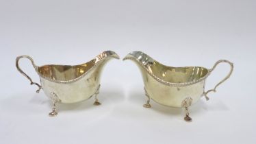 A pair of George VI silver sauce boats by Walker & Hall, Sheffield 1945 (2)