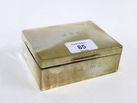 George V silver cigarette box, Birmingham 1926 , 11 x 8.5cm