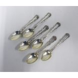 Set of six silver teaspoons, stamped STERLING (6)