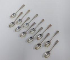 Set of 12 Victorian silver teaspoons with bright cut decoration,Josiah Williams & Co (George