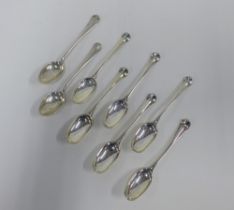 Set of 6 silver rattail teaspoons together with 2 Edwardian Sheffield silver teaspoons (8)