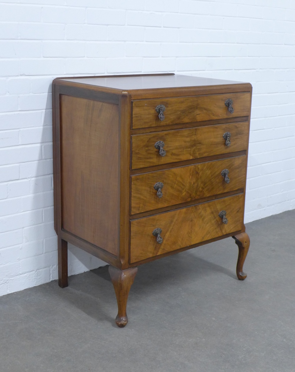 Early 20th century mahogany chest with four graduating long drawers, on cabriole legs, 80 x 98 x - Image 3 of 3