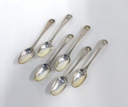 Set of six silver teaspoons, one with a Newcastle hallmark (6)