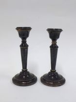 A pair of Birmingham silver vases, weighted base, 13cm (2)