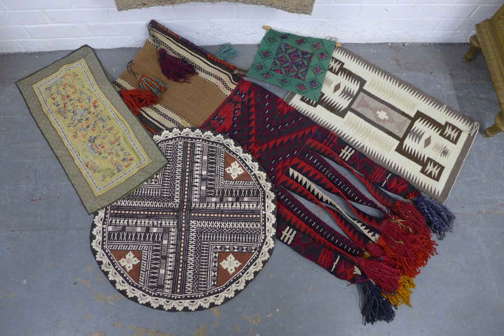 Peruvian wool wall hanging and a quantity of textiles, etc - Image 2 of 3