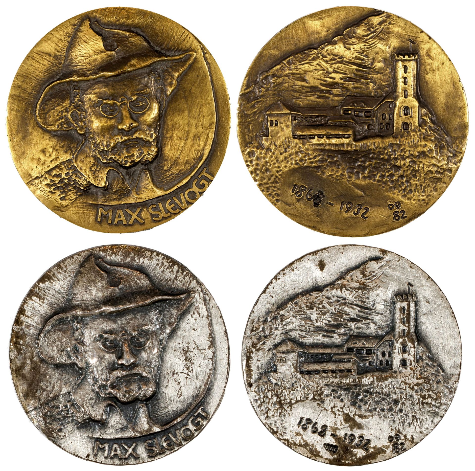 Konvolut von 2 Medaillen "Max Slevogt 1868-1932" (Zum 50. Todestag)