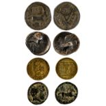 Konvolut von 2 antiken Münzen und 2 Nachprägungen