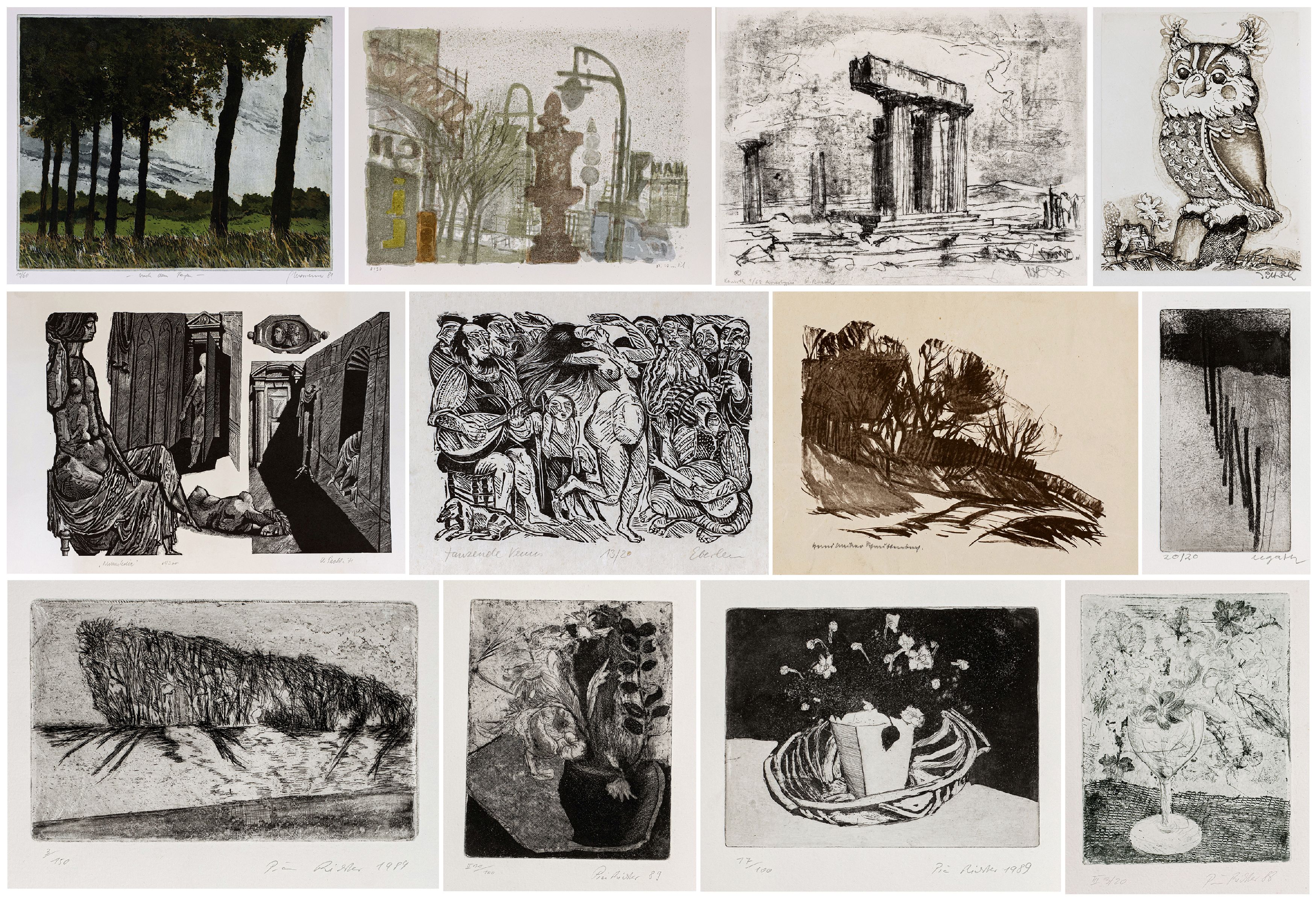 Konvolut von 12 Grafiken von Künstlern des 20. Jahrhunderts