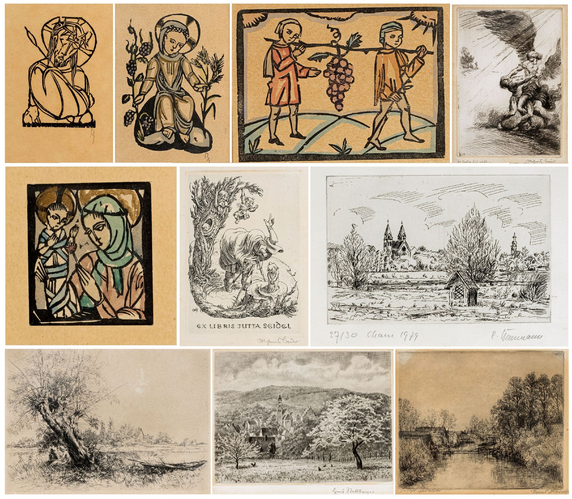 Konvolut von 10 Grafiken von Künstlern des 20. Jahrhunderts