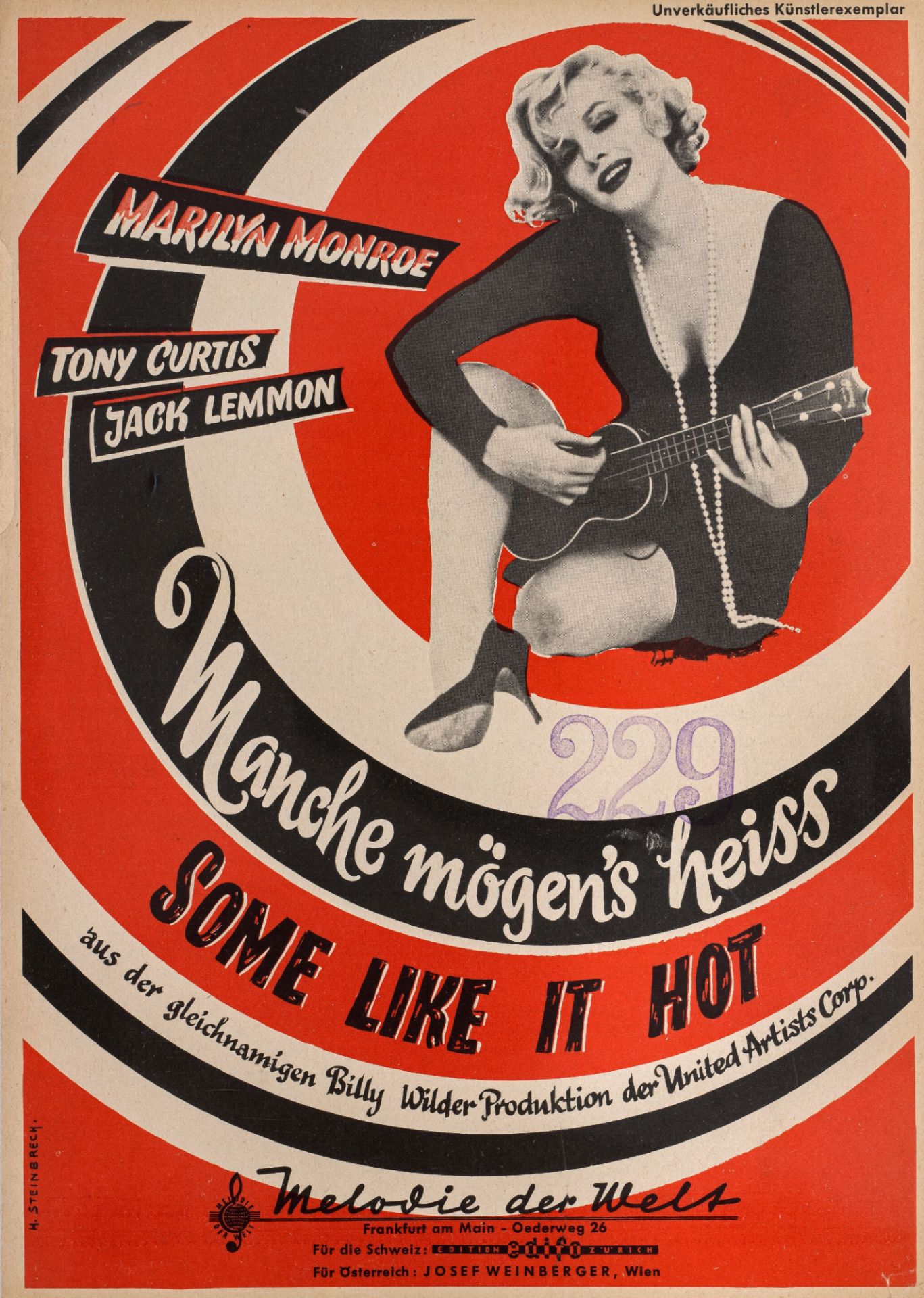 FOTOGRAFIE | 7 Pressefotos von Marilyn Monroe und 1 Notenblatt "Some Like It Hot" - Image 3 of 9