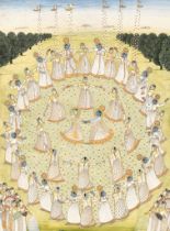 AN INDIAN MINIATURE PAINTING OF THE RASALILA, 18TH-19TH CENTURY