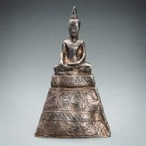 A THAI SILVER FOIL FIGURE OF BUDDHA SHAKYAMUNI, 19th CENTURY