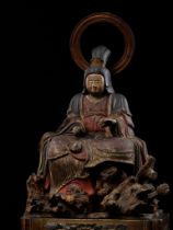 A FINELY PAINTED POLYCHROME WOOD FIGURE OF KICHIJOTEN, MUROMACHI