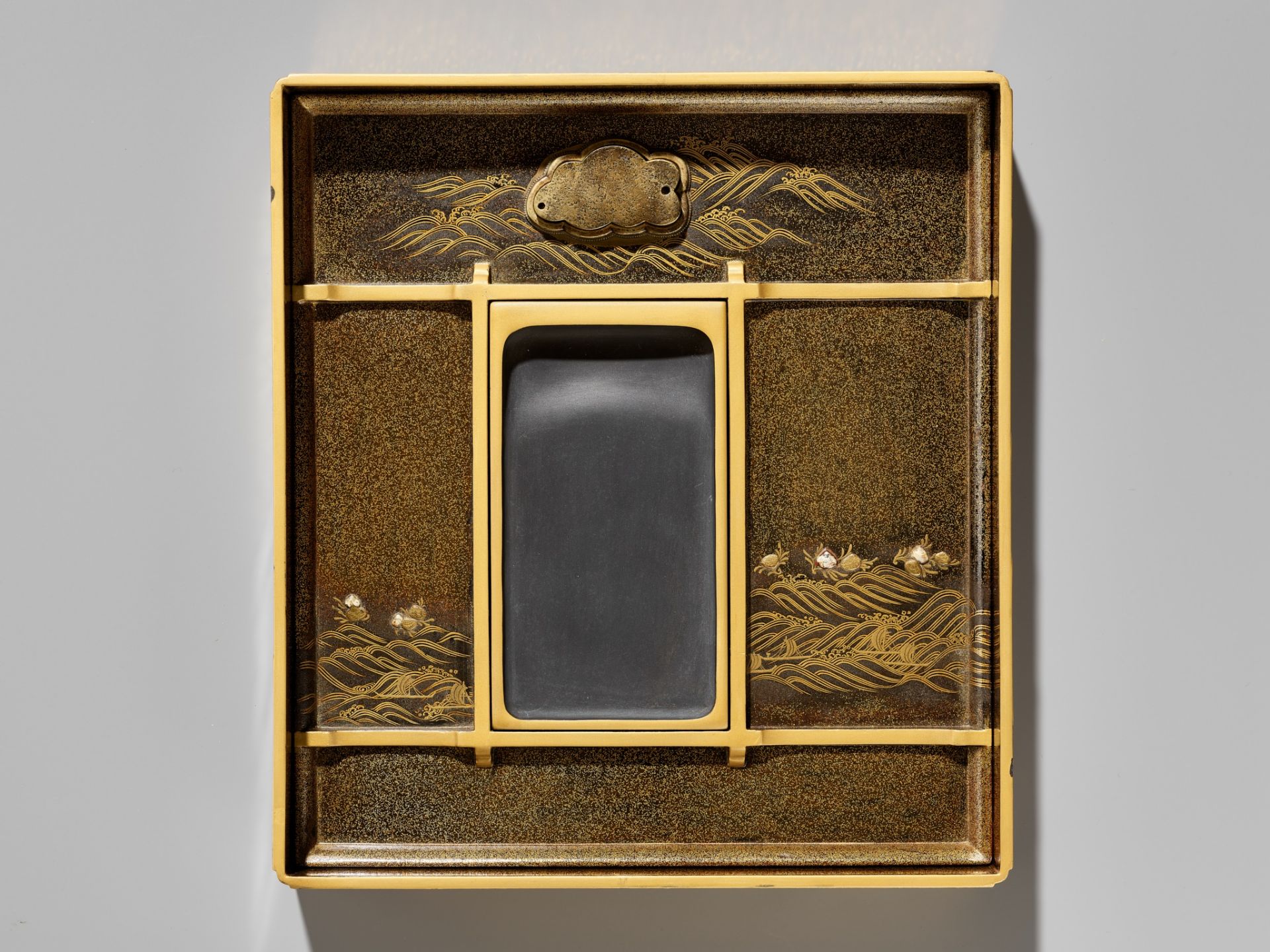 A SUPERB LACQUER SUZURIBAKO WITH A 'WATERWHEEL' MERCURY MECHANISM - Image 8 of 17
