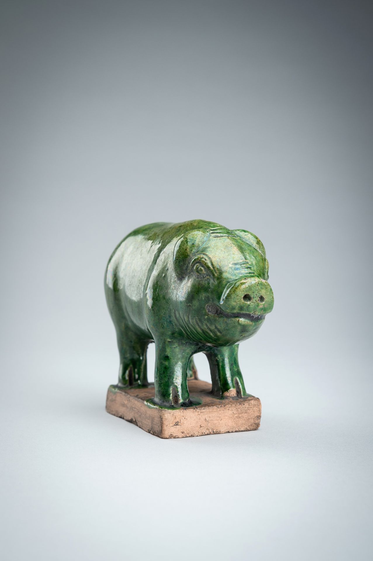 AN EMERALD-GREEN GLAZED POTTERY PIG, MING DYNASTY - Bild 9 aus 14