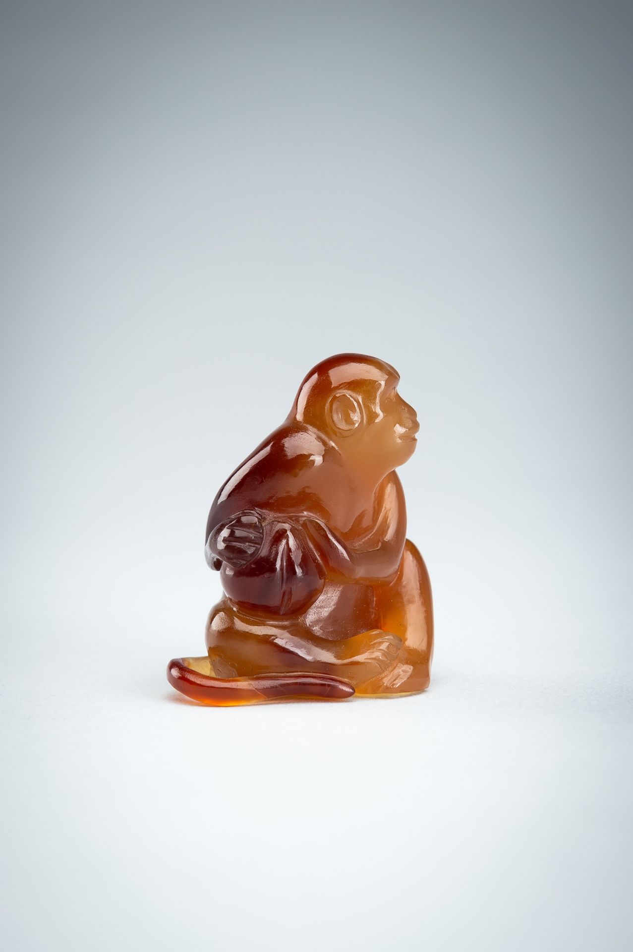 AN AGATE CARVING OF A MONKEY WITH PEACH, c. 1920s - Image 6 of 13