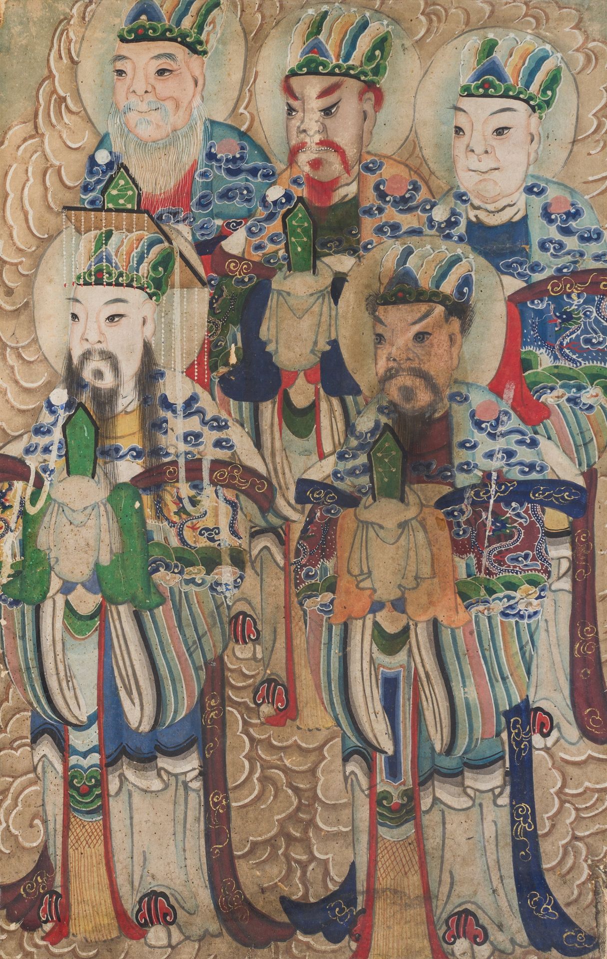 TWO PAINTING FRAGMENTS OF ATTENDANTS AT THE WATER-LAND RITUAL, QING DYNASTY - Bild 5 aus 8