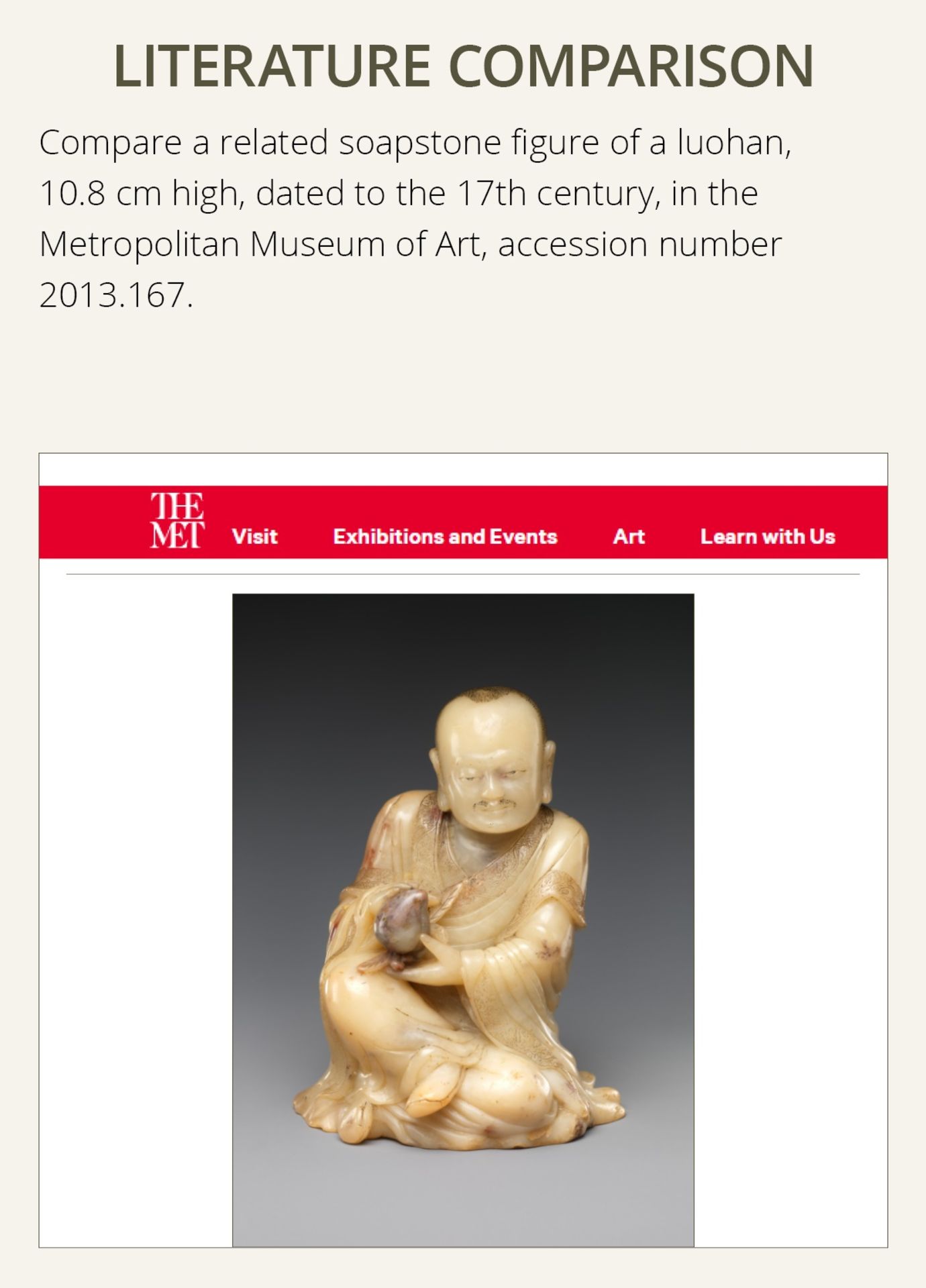 A BAIFURONG SOAPSTONE FIGURE OF XIAOSHI LUOHAN WITH A BUDDHIST LION, EARLY QING DYNASTY - Image 9 of 12