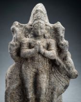 A GRANITE FIGURE OF ADHIKARA NANDI, 15th CENTURY