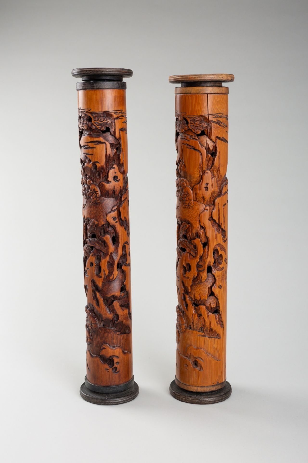 TWO BAMBOO 'BOYS AT PLAY' INCENSE HOLDERS, QING DYNASTY - Image 2 of 12
