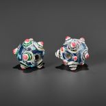 A PAIR OF GLASS BEADS, HAN DYNASTY