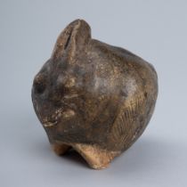 A 'RABBIT' STONEWARE LIME POT, KHMER EMPIRE, MID-12TH CENTURY