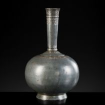 A SILVER-INLAID BIDRI BOTTLE VASE, 18TH CENTURY