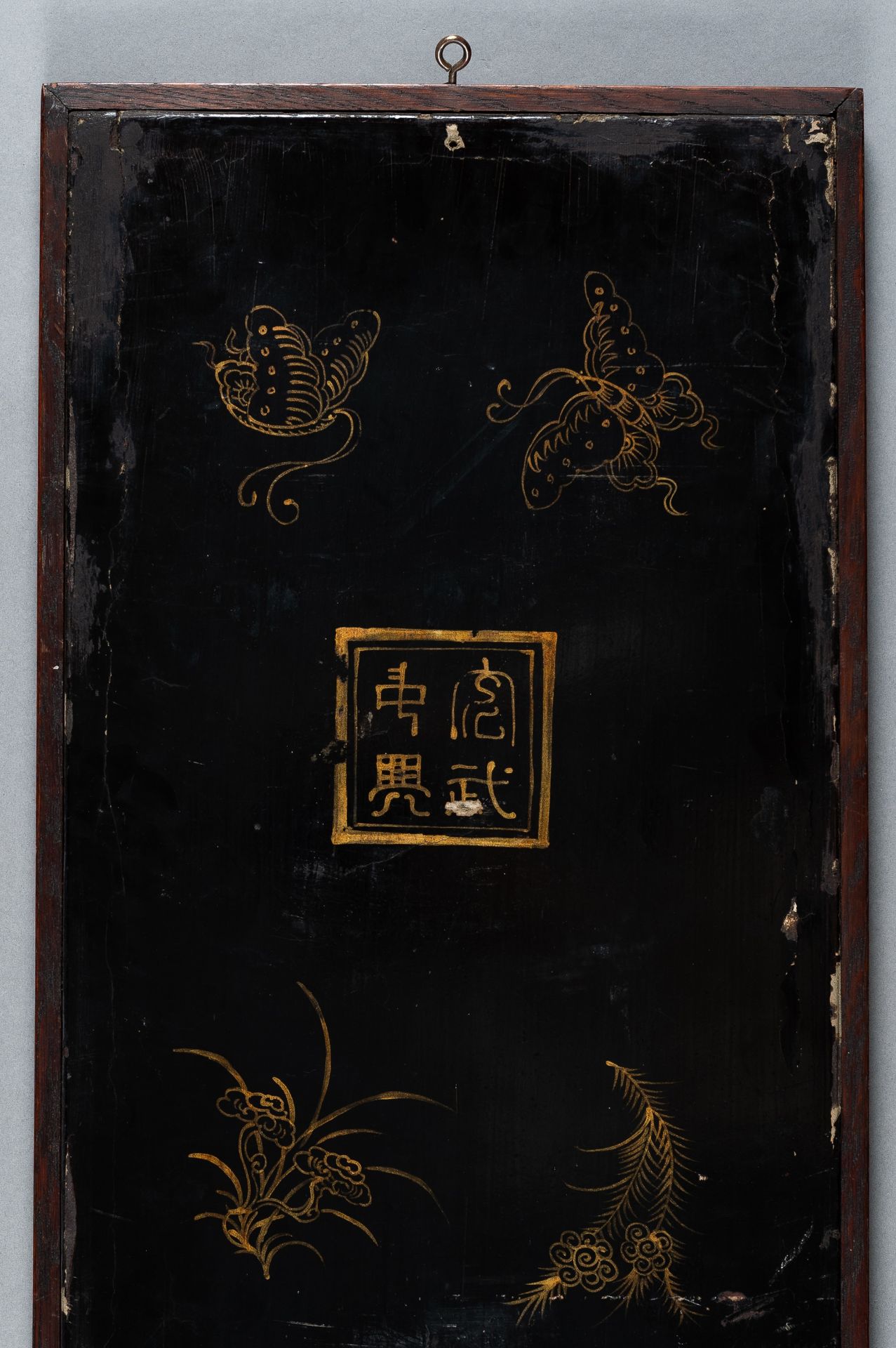 A PAIR OF INLAID LACQUERD WOOD PANELS, LATE QING - Image 16 of 16