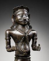 A BRONZE FIGURE OF SHIVA, SOUTH INDIA, KARNATAKA, EARLY 19TH CENTURY