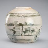 A BLUE AND WHITE PORCELAIN 'FISHERMAN' JAR, MING TO QING